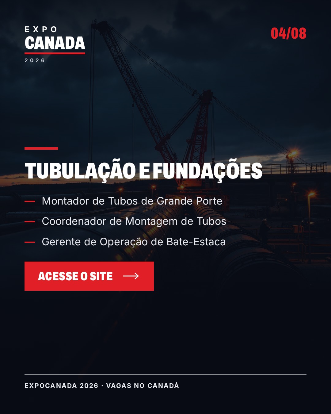 Vagas em tubula&ccedil;&atilde;o e funda&ccedil;&otilde;es