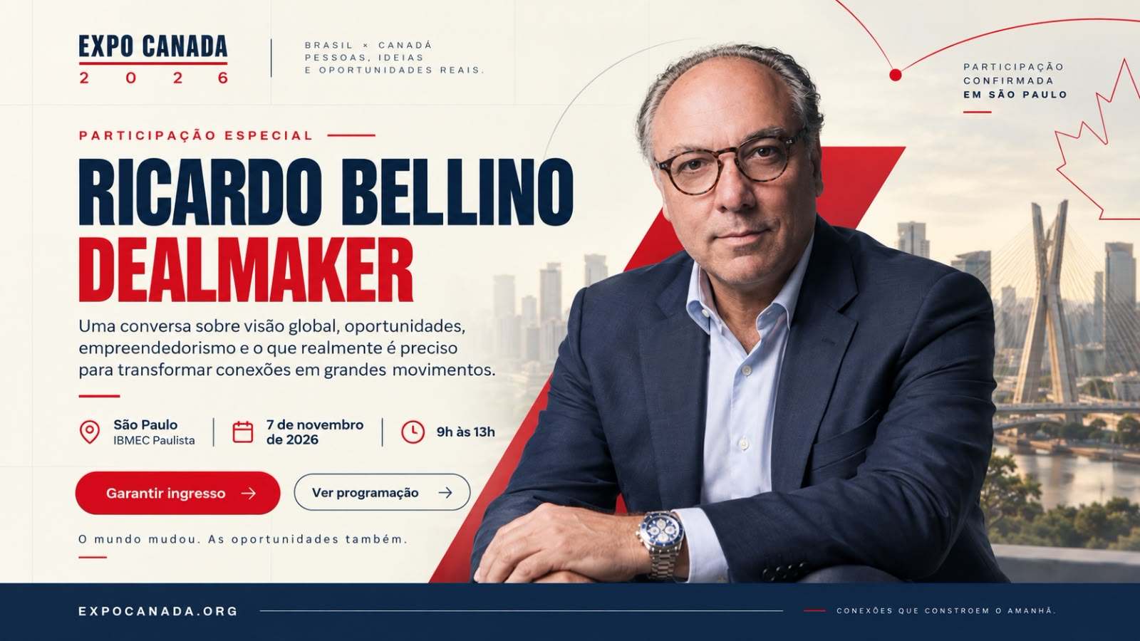Ricardo Bellino, participa&ccedil;&atilde;o especial da EXPOCanada em S&atilde;o Paulo